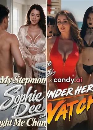 Sophie Dee in Candy AI Shorts: montage of 2 series posters